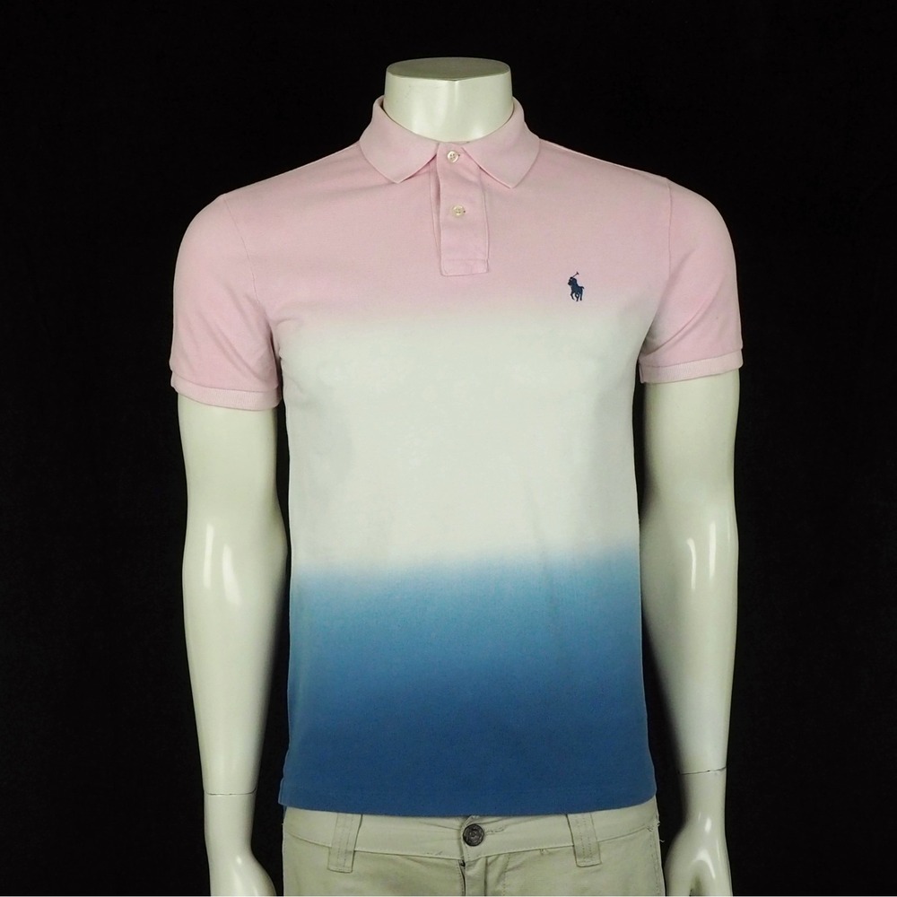 Polo Ralph Lauren Custom Slim Fit Polo Shirt Mens Small Pink Tie-Dye Dip Dyed